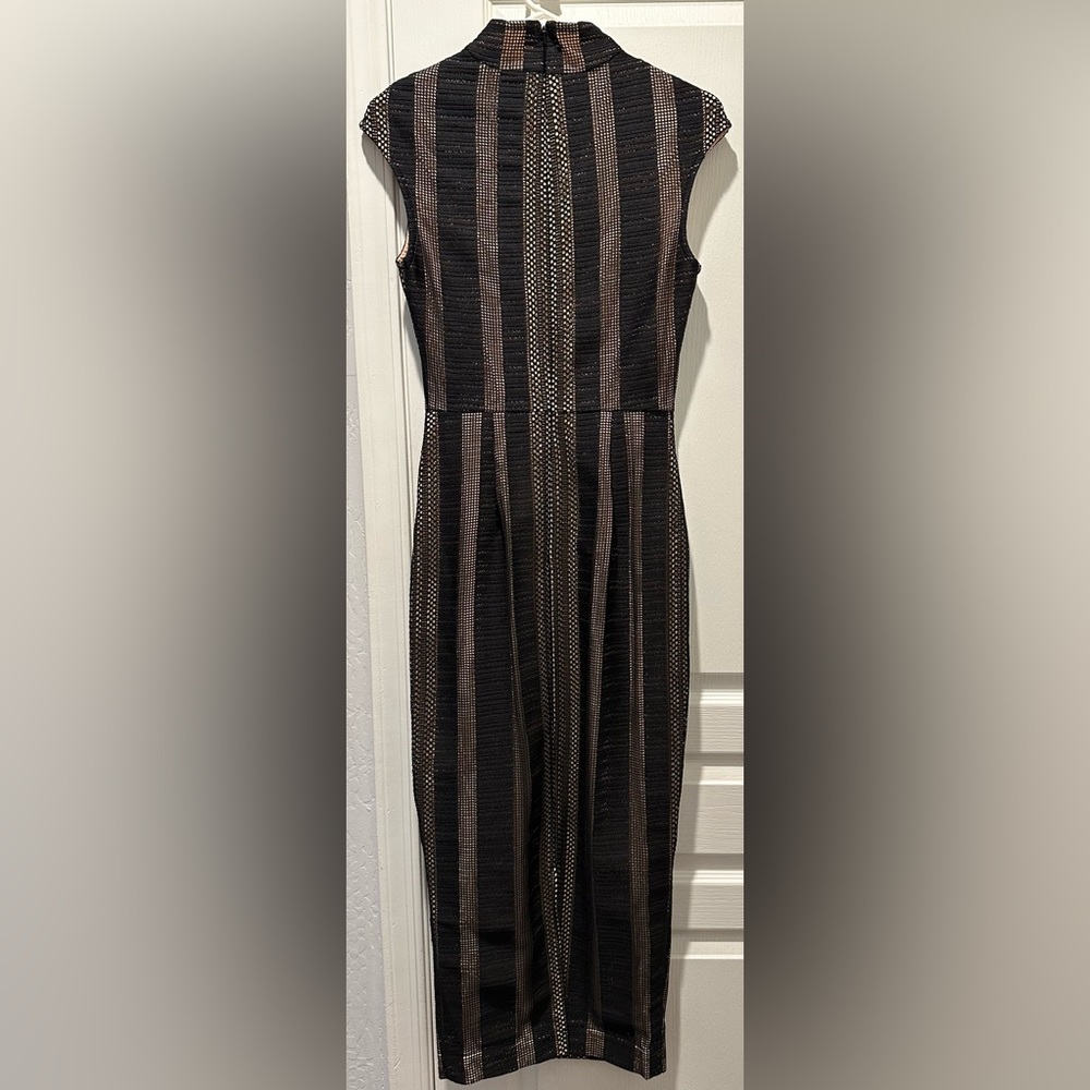 NWT Misha Collection Chiara Mesh Lace Midi Dress in Ebony - Picture 6 of 11